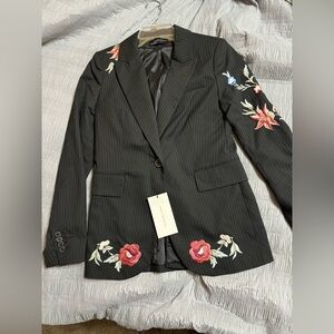 Gorgeous embroidered pinstripe jacket. New with tags, Zara Woman XS